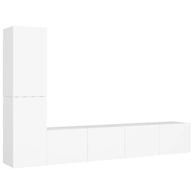 vidaXL 4 Piece TV Cabinet Set White Engineered Wood