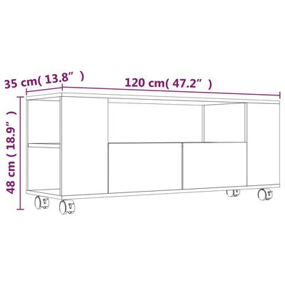 vidaXL TV Cabinet Black 120x35x48 cm Engineered Wood