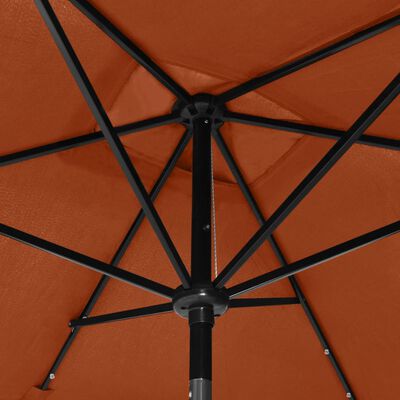 vidaXL Garden Parasol with LEDs and Steel Pole Terracotta 2x3 m