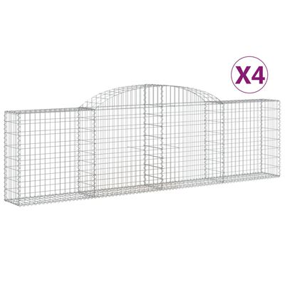 vidaXL Arched Gabion Baskets 4 pcs 300x30x80/100 cm Galvanised Iron