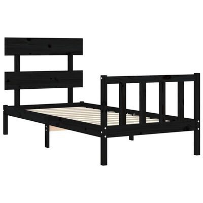 vidaXL Bed Frame without Mattress Black Single Solid Wood Pine