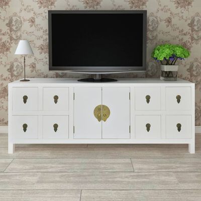 vidaXL Wooden Sideboard Asian Style with 8 Drawers and 2 Doors