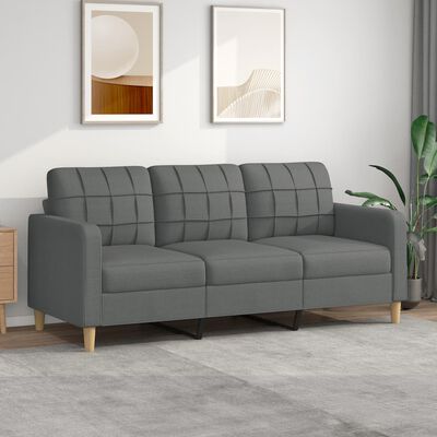 vidaXL 3-Seater Sofa Dark Grey 180 cm Fabric