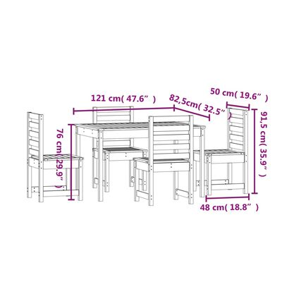 vidaXL 5 Piece Garden Dining Set White Solid Wood Pine