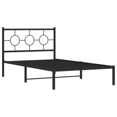 vidaXL Metal Bed Frame without Mattress with Headboard Black 107x203 cm