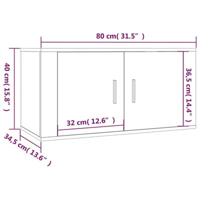 vidaXL 3 Piece TV Cabinet Set Smoked Oak Engineered Wood