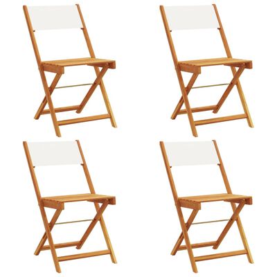 vidaXL Folding Garden Chairs 4 pcs Cream White Fabric and Solid Wood