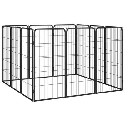 vidaXL 12-Panel Dog Playpen Black 50x100 cm Powder-coated Steel