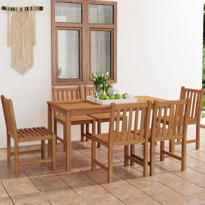 vidaXL 7 Piece Garden Dining Set Solid Teak Wood