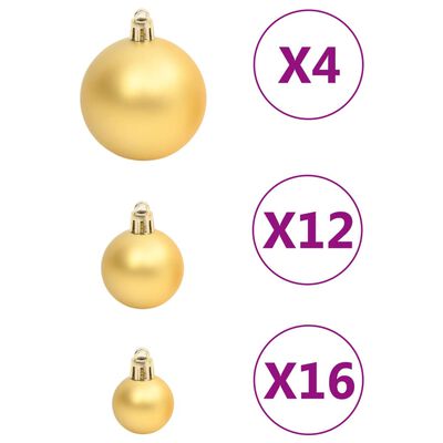 vidaXL 111 Piece Christmas Bauble Set Gold Polystyrene