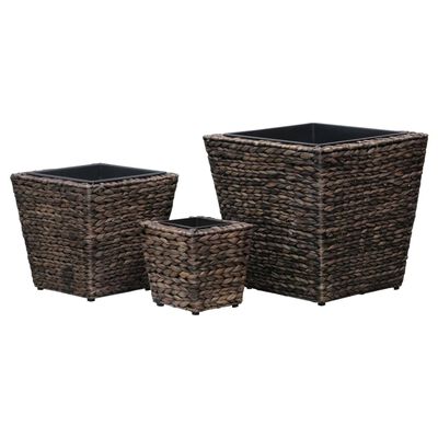 vidaXL Raised Beds 3 pcs Water Hyacinth Brown