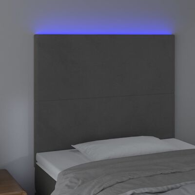 vidaXL LED Headboard Dark Grey 100 cm Velvet