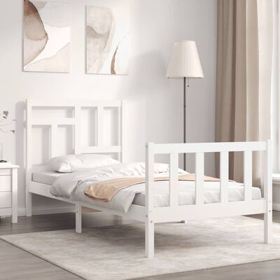 vidaXL Bed Frame without Mattress White Single Solid Wood Pine