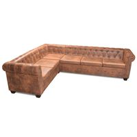 vidaXL Chesterfield Corner Sofa 6-Seater Artificial Leather Brown