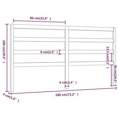 vidaXL Bed Headboard White 186x4x100 cm Solid Wood Pine