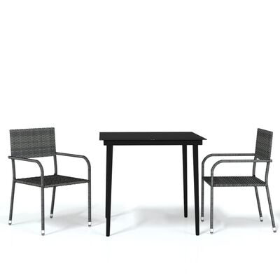 vidaXL 3 Piece Garden Dining Set Grey