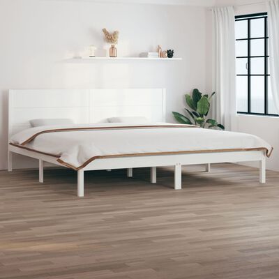 vidaXL Bed Frame without Mattress White 180x200 cm Super King Solid Wood