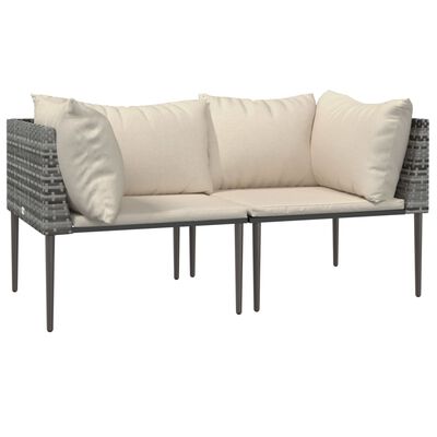 vidaXL 3 Piece Garden Lounge Set with Cushions Grey Poly Rattan