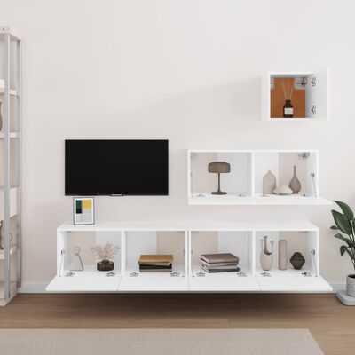 vidaXL 4 Piece TV Cabinet Set White Engineered Wood