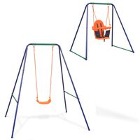 vidaXL 2-in-1 Single Swing and Toddler Swing Orange