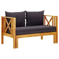 vidaXL 2-Seater Garden Bench with Cushions 122 cm Solid Acacia Wood