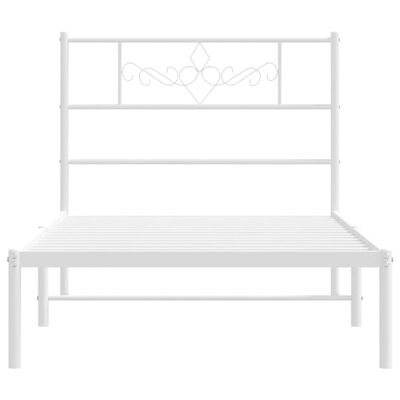 vidaXL Metal Bed Frame without Mattress with Headboard White 90x190 cm Single