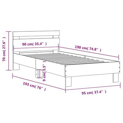 vidaXL Bed Frame without Mattress with LED Lights Black 90x190 cm Single