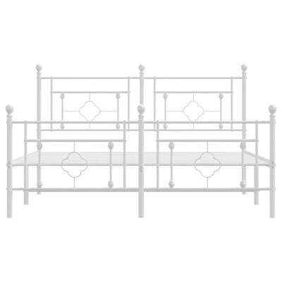 vidaXL Metal Bed Frame without Mattress with Footboard White 150x200 cm King Size