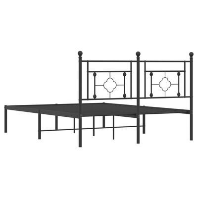 vidaXL Metal Bed Frame without Mattress with Headboard Black 135x190 cm Double