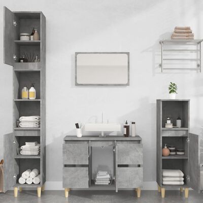 vidaXL Sink Cabinet Concrete Grey 80x33x60 cm Engineered Wood