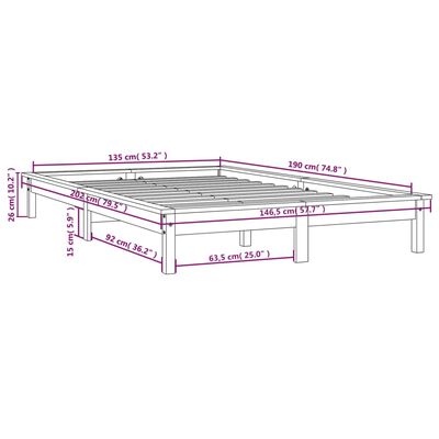 vidaXL Bed Frame without Mattress Black Double Solid Wood