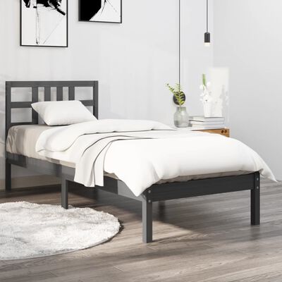 vidaXL Bed Frame Black Solid Wood 90x190 cm Single