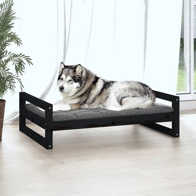 vidaXL Dog Bed Black 105.5x75.5x28 cm Solid Pine Wood