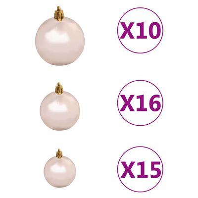 vidaXL Artificial Hinged Christmas Tree 300 LEDs & Ball Set 180 cm