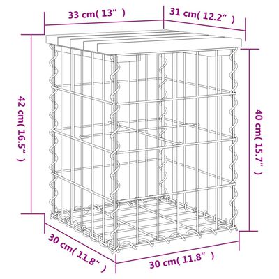 vidaXL Garden Bench Gabion Design 33x31x42 cm Impregnated Wood Pine