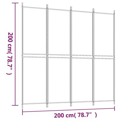 vidaXL 4-Panel Room Divider White 200x200 cm Fabric