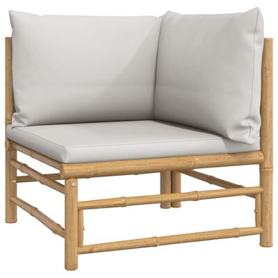 vidaXL 11 Piece Garden Lounge Set with Light Grey Cushions Bamboo