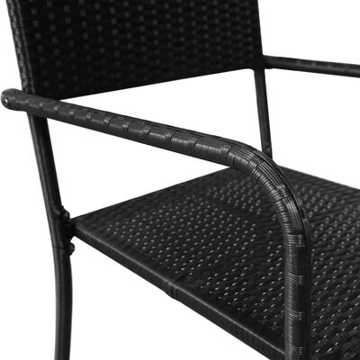 vidaXL Garden Dining Chairs 2 pcs Stackable Black Poly Rattan