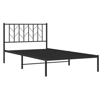 vidaXL Metal Bed Frame without Mattress with Headboard Black 107x203 cm