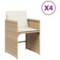 vidaXL Garden Chairs with Cushions 4 pcs Beige Poly Rattan