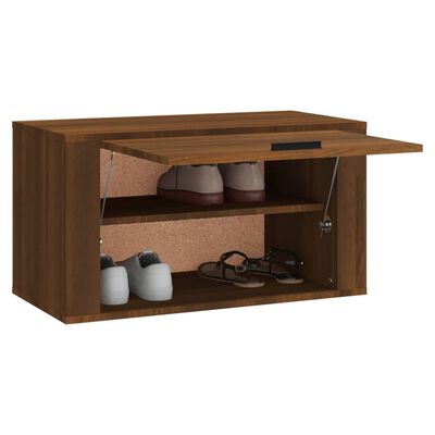 vidaXL Wall-mounted Shoe Cabinet Brown Oak 70x35x38 cm Solid Wood Pine