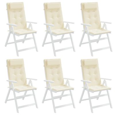 vidaXL Highback Chair Cushions 6 pcs Cream Oxford Fabric