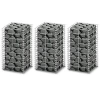 vidaXL Gabion Set 3 pcs Galvanised Wire 25 x 25 x 50 cm