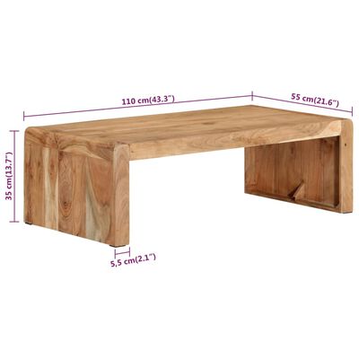 vidaXL Coffee Table 110x55x35 cm Solid Wood Acacia