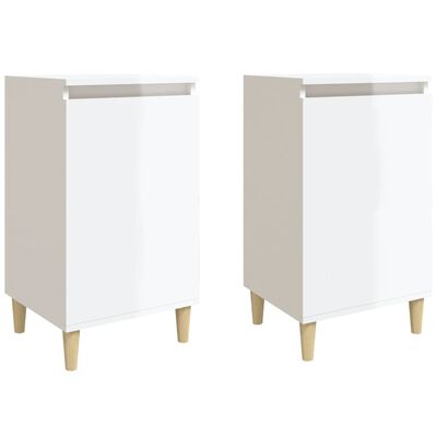 vidaXL Bedside Cabinets 2 pcs High Gloss White 40x35x70 cm Engineered Wood