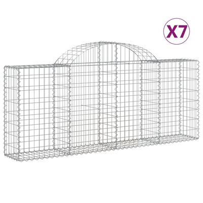 vidaXL Arched Gabion Baskets 7 pcs 200x30x80/100 cm Galvanised Iron