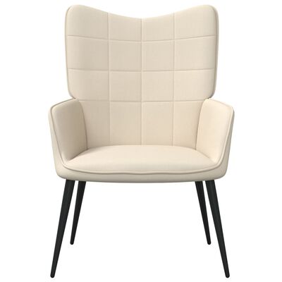 vidaXL Relaxing Chair with a Stool Cream Fabric