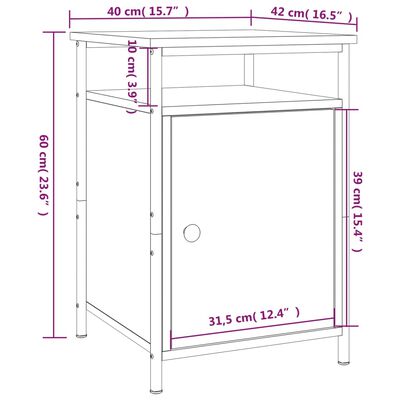 vidaXL Bedside Cabinet Brown Oak 40x42x60 cm Engineered Wood