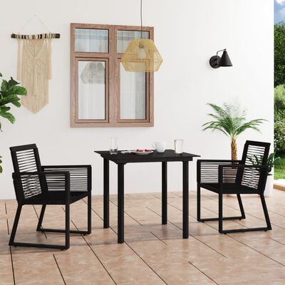 vidaXL 3 Piece Outdoor Dining Set PVC Rattan Black