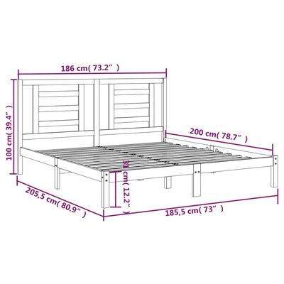 vidaXL Bed Frame Solid Wood 180x200 cm Super King Size